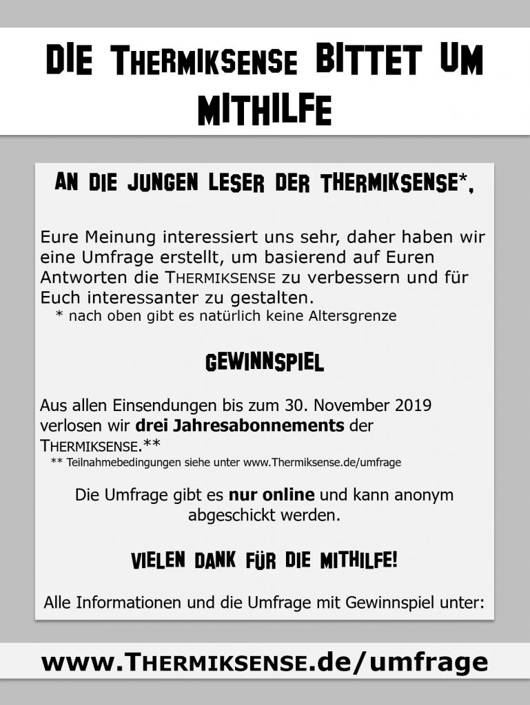 Die Thermiksense bittet um Mithilfe